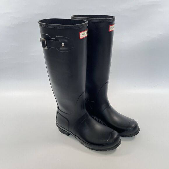 Hunter Original Tall Women's Waterproof Rain Boot Matte Black Size 7 - Picture 1 of 13